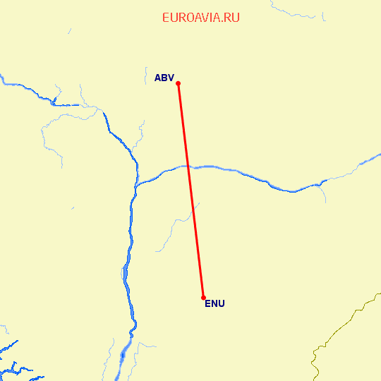перелет Энугу — Абуджа на карте