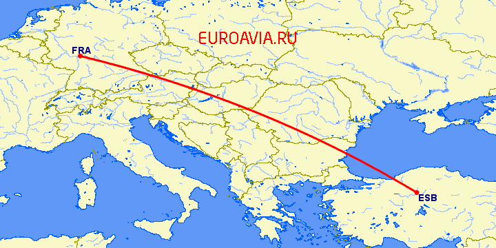 перелет Анкара — Франкфурт на Майне на карте