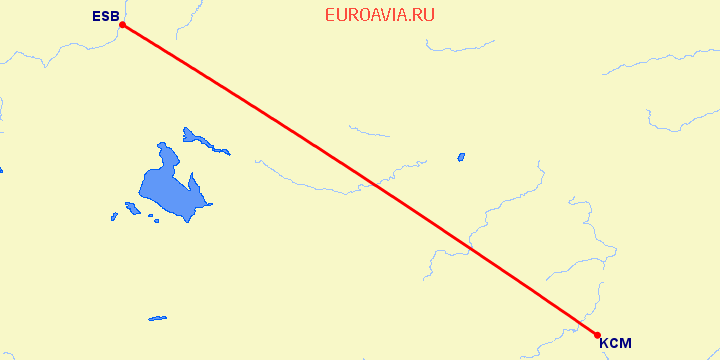 перелет Анкара — Kahramanmaras на карте