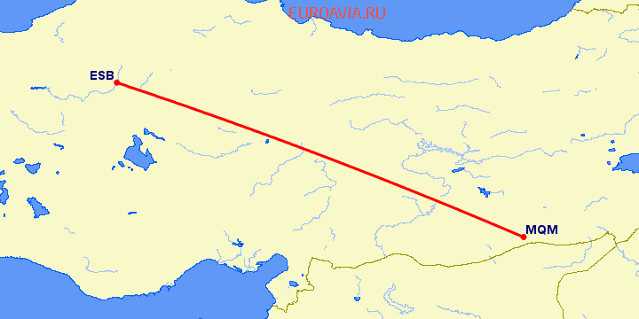 перелет Анкара — Мардин на карте