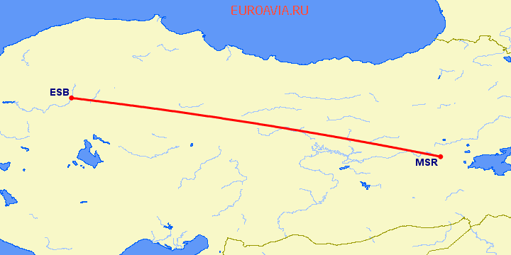 перелет Анкара — Муш на карте