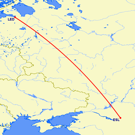 перелет Элиста — Санкт Петербург на карте