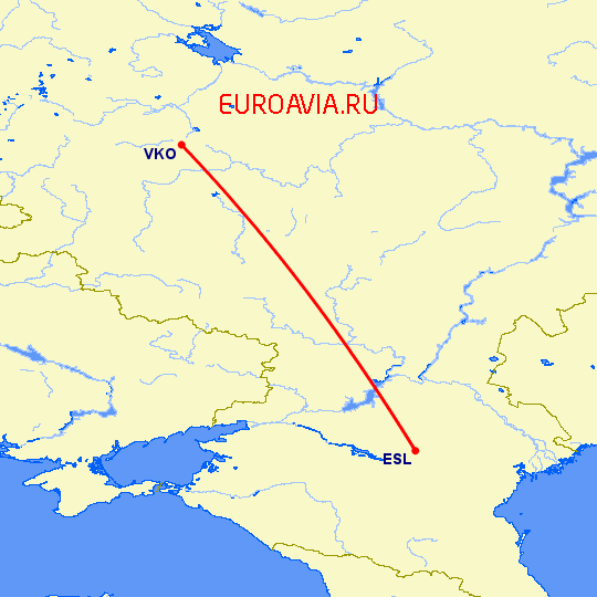 перелет Элиста — Москва на карте