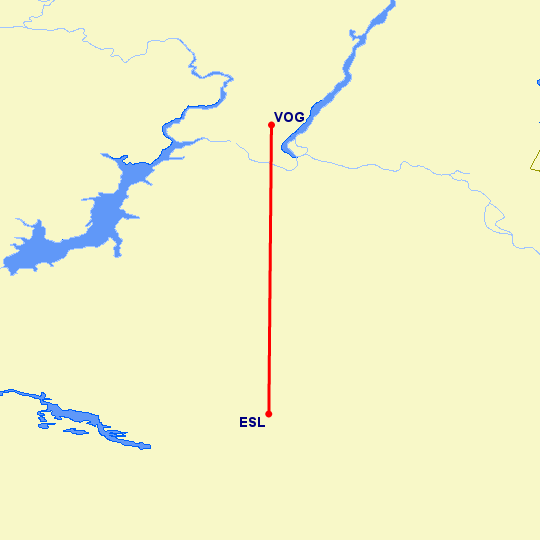 перелет Элиста — Волгоград на карте