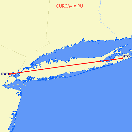 перелет Ньюарк — East Hampton на карте