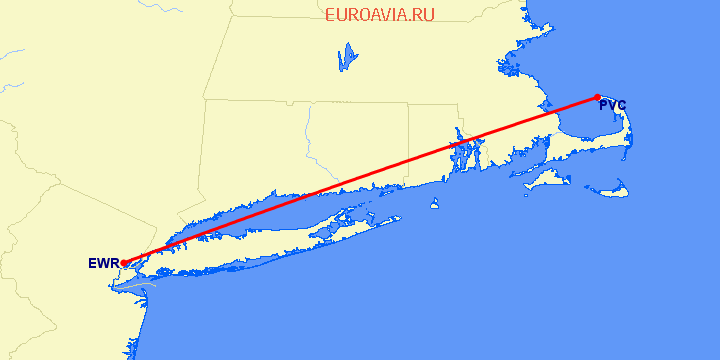 перелет Ньюарк — Provincetown на карте