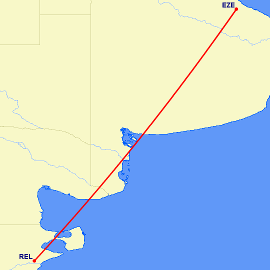 перелет Буэнос Айрес — Трелью на карте