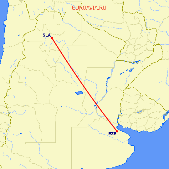 перелет Буэнос Айрес — Сальта на карте