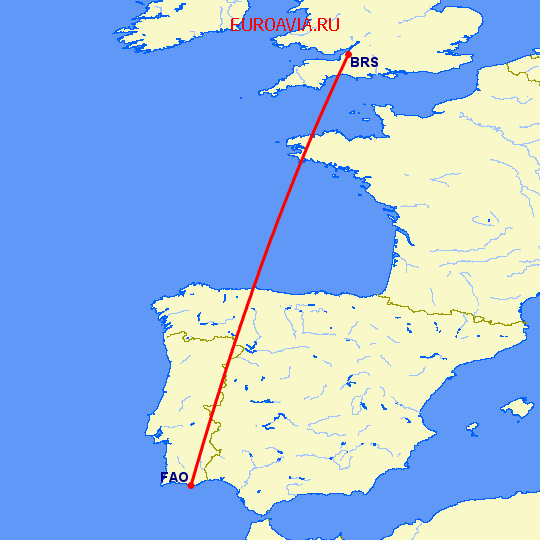 перелет Фару — Бристоль на карте