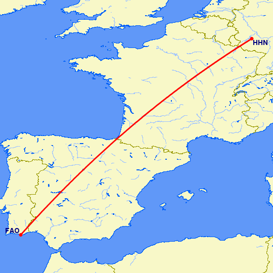 перелет Фару — Франкфурт на Майне на карте