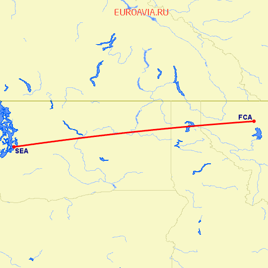 перелет Калиспелл — Сиэтл на карте