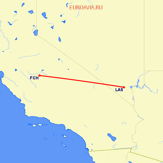 перелет Фресно — Лас Вегас на карте