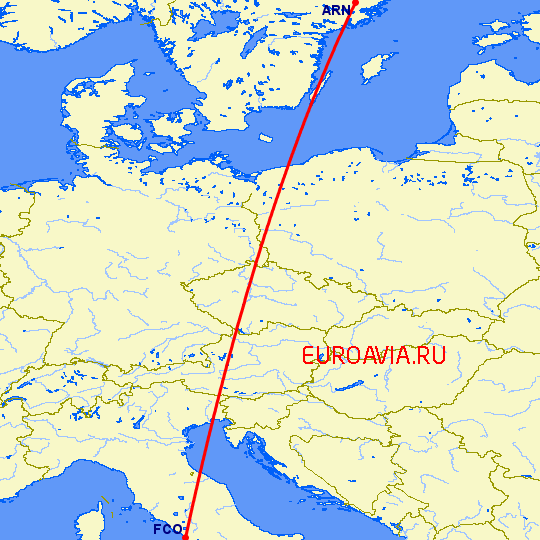 перелет Рим — Стокгольм на карте