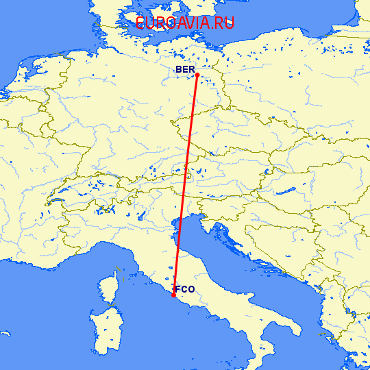 перелет Рим — Берлин на карте