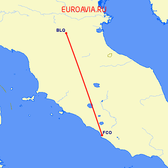 перелет Рим — Болонья на карте