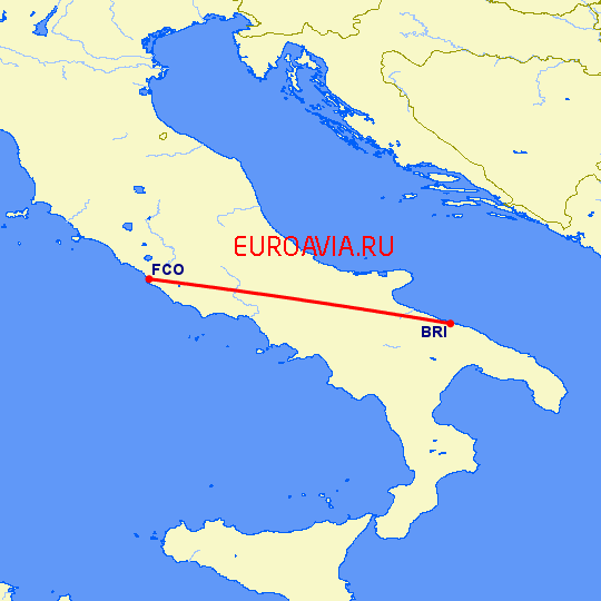 перелет Рим — Бари на карте