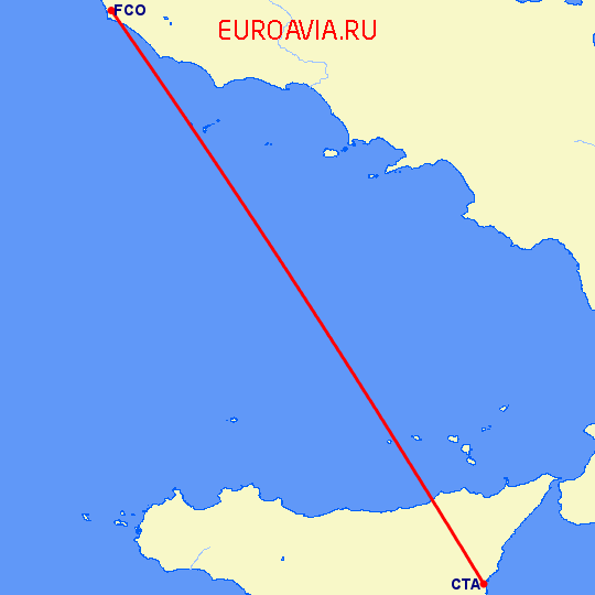 перелет Рим — Катания на карте