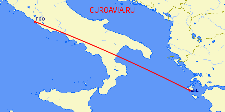 перелет Рим — Кефалония на карте