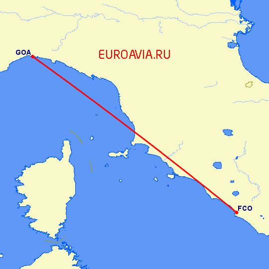 перелет Рим — Генуя на карте