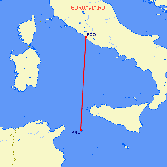 перелет Рим — Pantelleria на карте