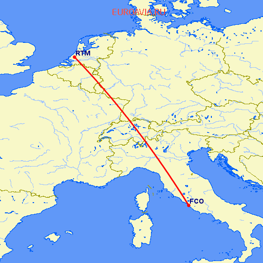 перелет Рим — Роттердам на карте