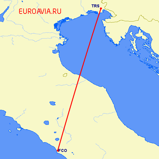 перелет Рим — Триест на карте