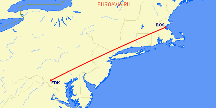 перелет Frederick — Бостон на карте