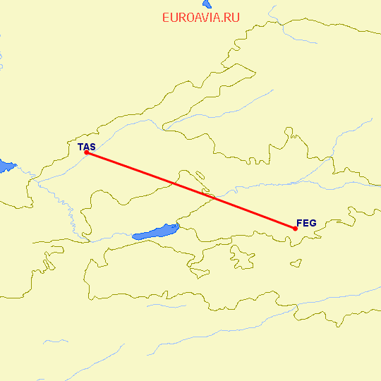 перелет Фергана — Ташкент на карте