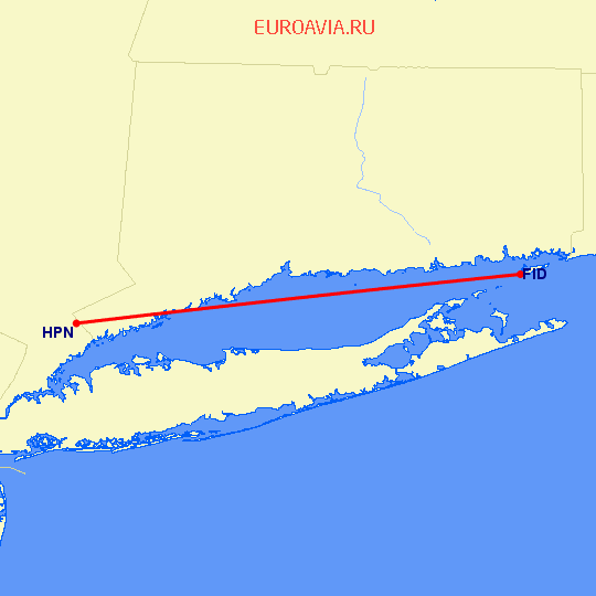 перелет Fishers Island — White Plains на карте