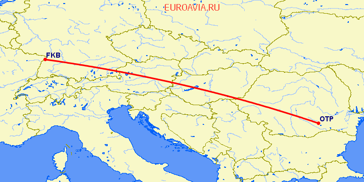 перелет Карлсруэ-Баден Баден — Бухарест на карте