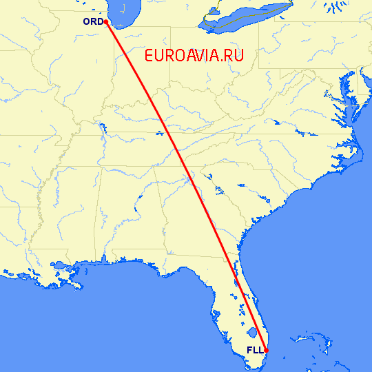 перелет Форт Лодердейл  — Чикаго на карте