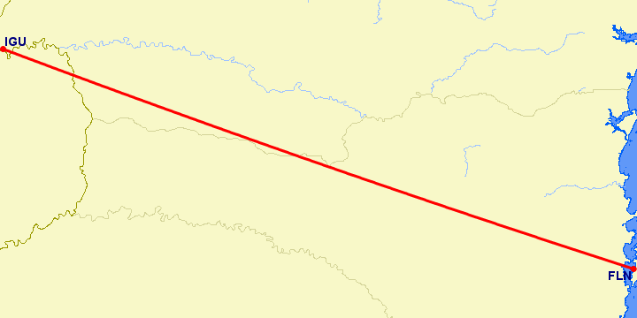 перелет Флорианополис — Iguassu Falls на карте
