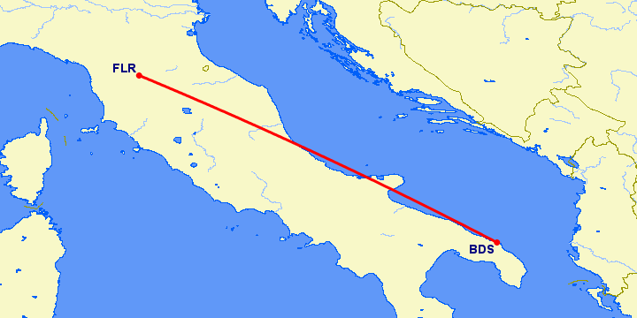 перелет Флоренция — Бриндизи на карте