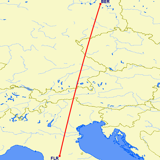 перелет Флоренция — Берлин на карте