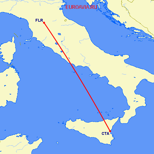 перелет Флоренция — Катания на карте