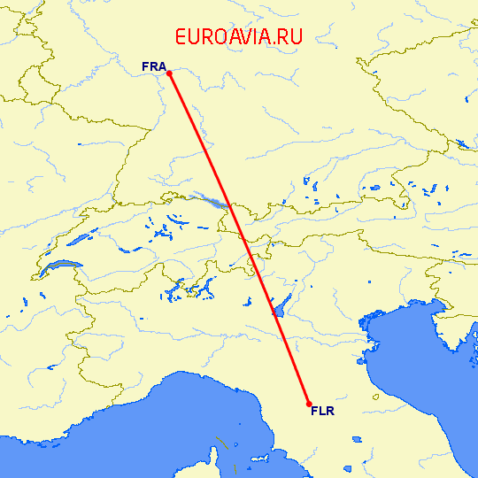 перелет Флоренция — Франкфурт на Майне на карте