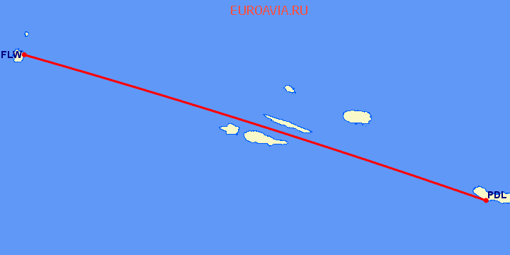 перелет Flores Island — Ponta Delgada на карте