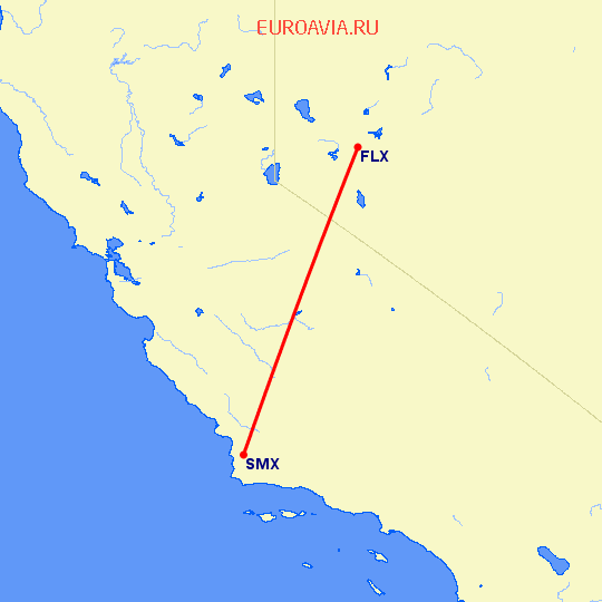 перелет Fallon — Санта Мария на карте