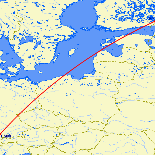 перелет Мемминген — Лаппенранта на карте