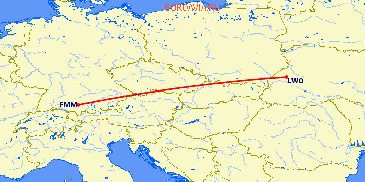 перелет Мемминген — Львов на карте
