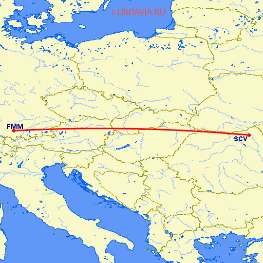 перелет Мемминген — Сучава на карте
