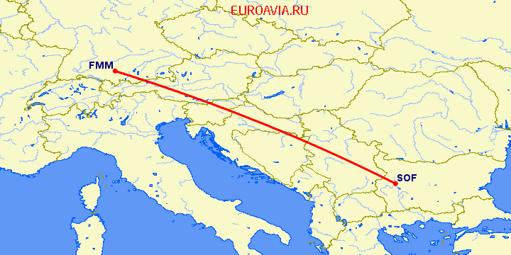 перелет Мемминген — София на карте