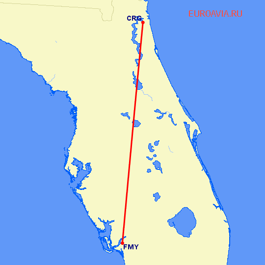 перелет Форт Майерс — Jacksonville на карте
