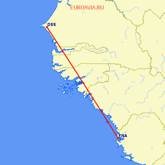 перелет Freetown — Дакар на карте