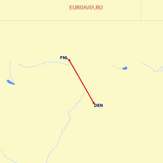 перелет Fort Collins Loveland — Денвер на карте