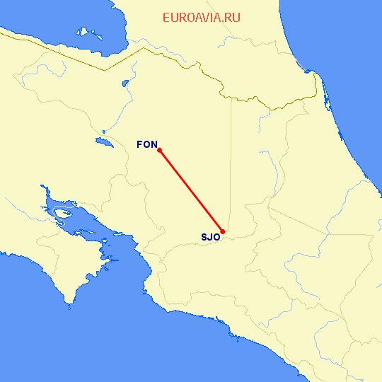 перелет Fortuna — Сан Хосе на карте