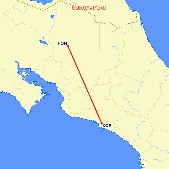 перелет Fortuna — Pavones на карте