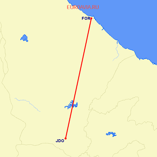 перелет Форталеса — Juazeiro Do Norte на карте