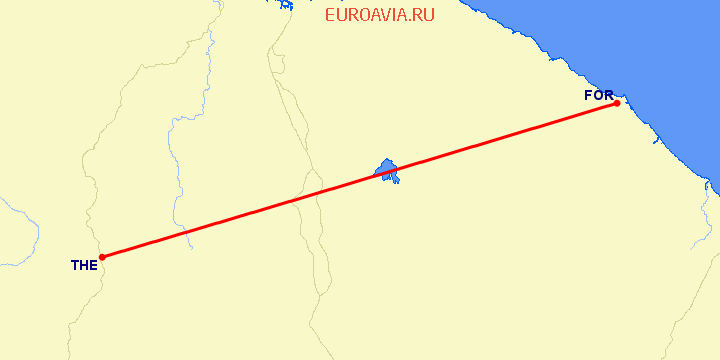 перелет Форталеса — Терезина на карте