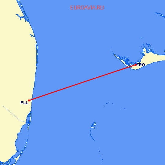 перелет Фрипорт — Форт Лодердейл  на карте